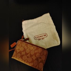 Brown double wristlet